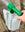 Green garden sprayer attached to a clear container 
