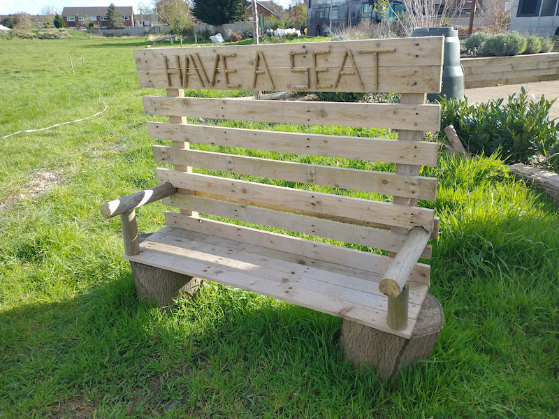 a bench made from pallets